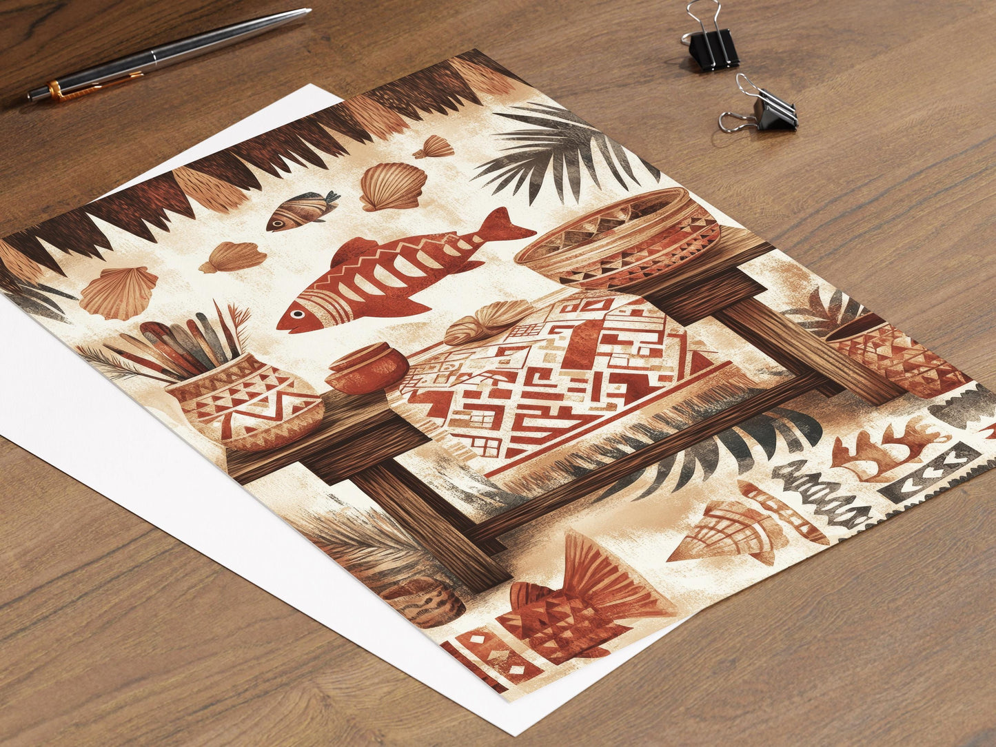 Affiche Masi Fijienne – Poster Art en Tissu Océanique