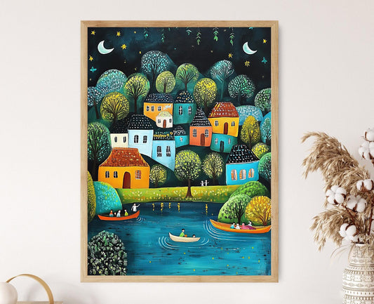 Affiche Art Naïf Croate – Poster Œuvre Folklorique Élégante