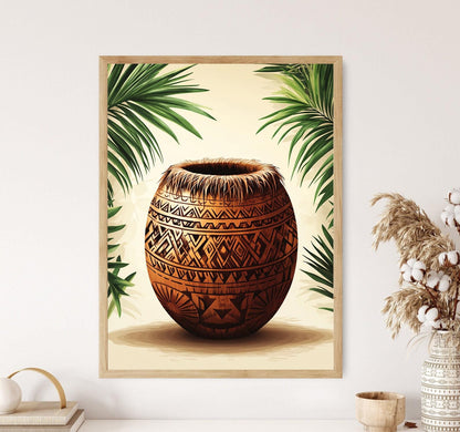 Affiche Noix de Coco Samoa – Poster Art Polynésien Décor Île