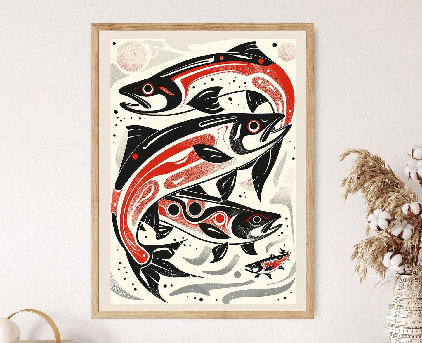 Affiche Saumon – Poster Art Animalier Style Haida