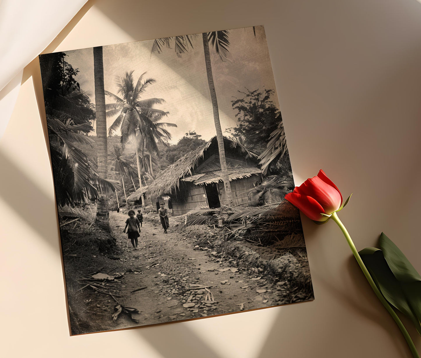 Affiche Village Historique Philippin – Photo Vintage Collectible