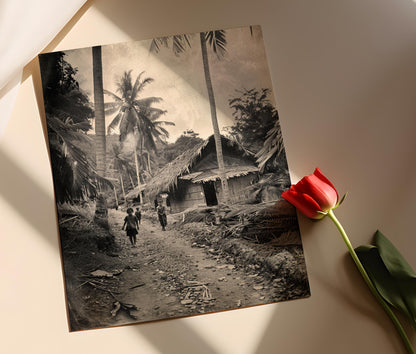 Affiche Village Historique Philippin – Photo Vintage Collectible