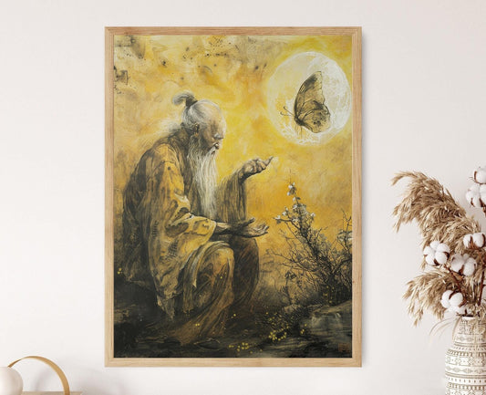 Affiche Zhuang Zhou – Poster Art Spirituelle Taoïste en Encre