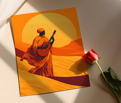 Affiche Musicien Soudanais – Illustration Vectorielle, Décor Musical Culturel