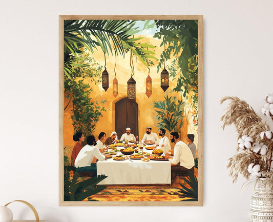 Affiche Repas Familial Soudanais – Illustration Vectorielle Décorative