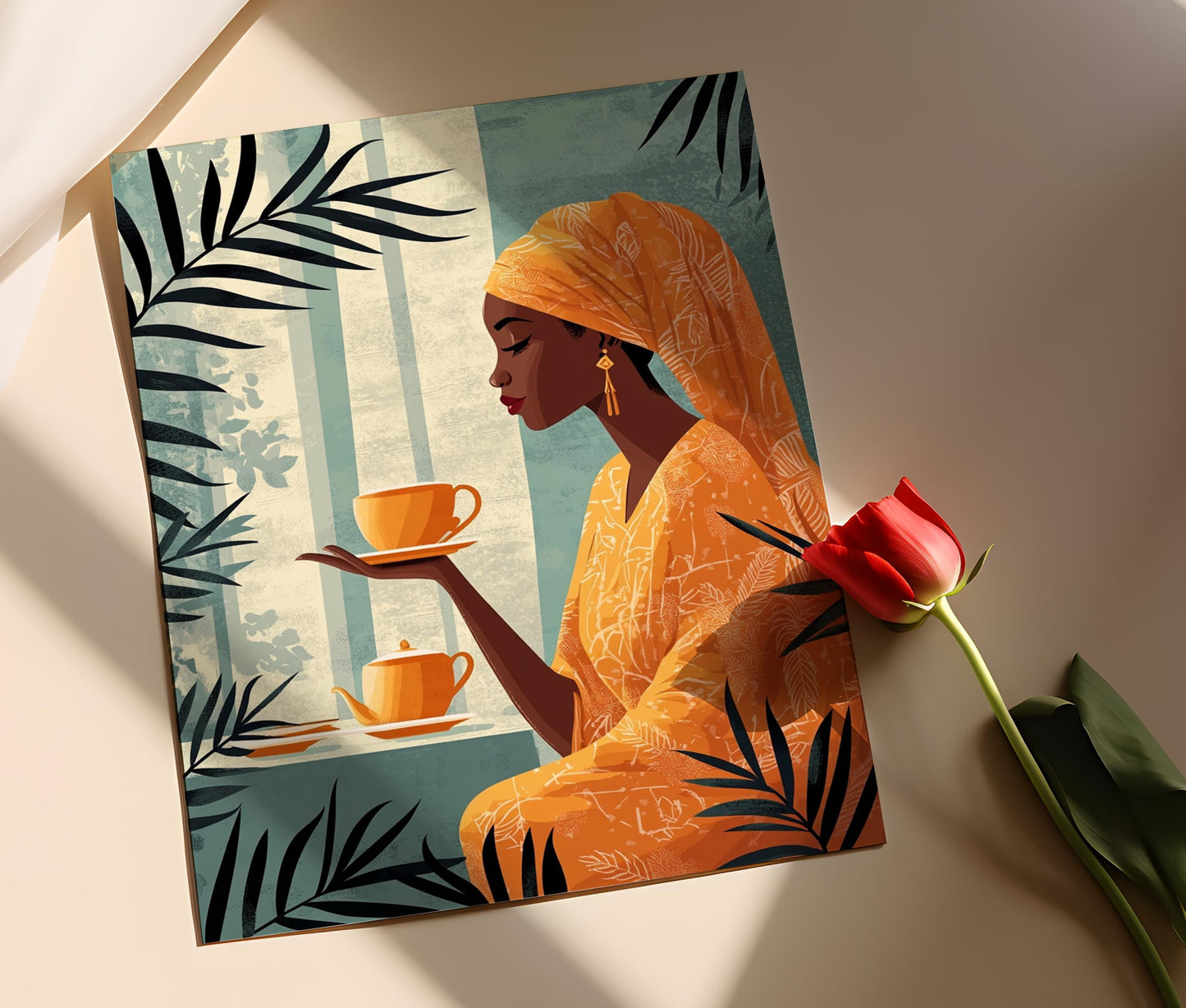 Affiche Thé Soudanais – Illustration Vectorielle, Décor Traditionnel