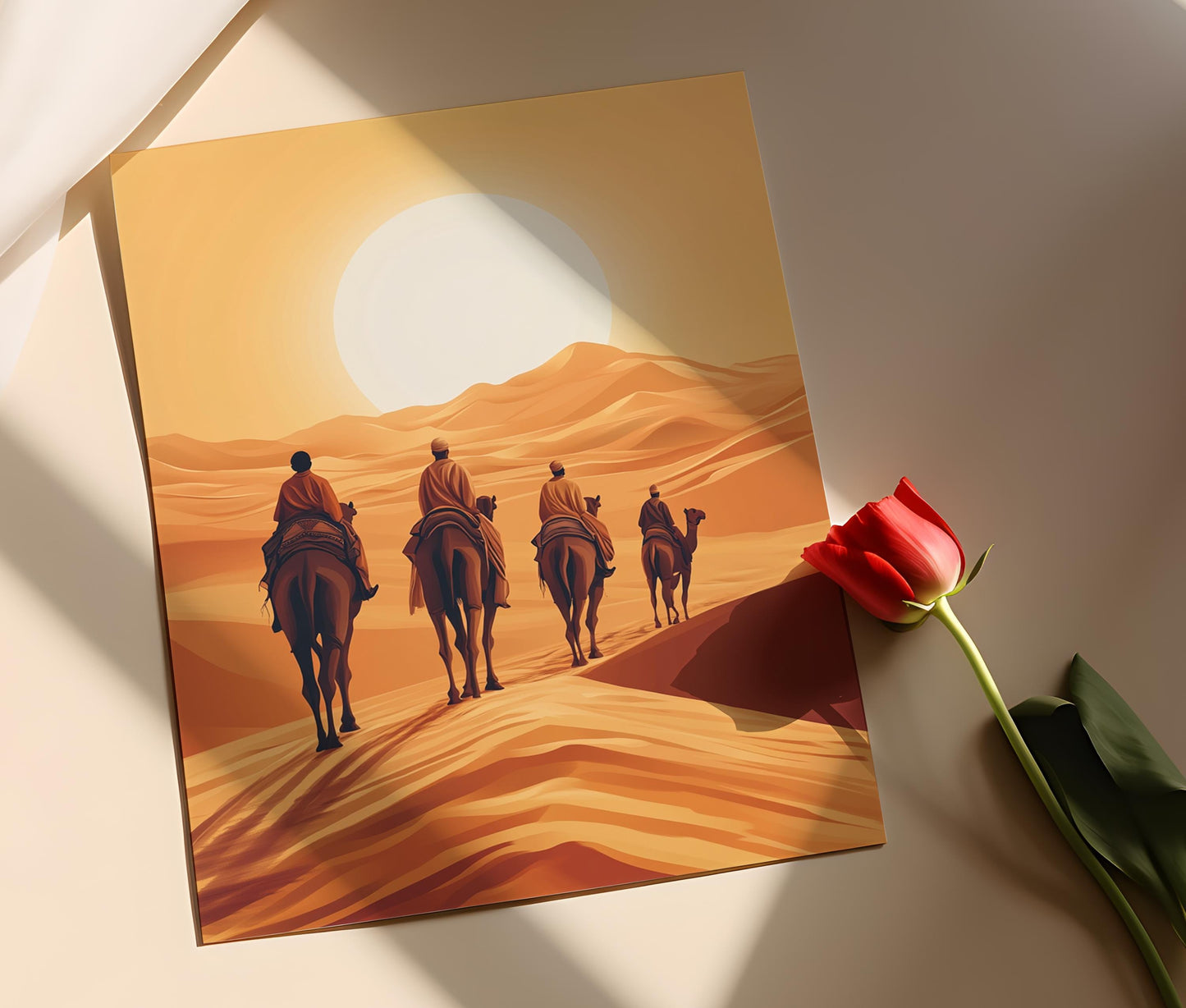 Affiche Caravanes de Chameaux Soudanaises – Art Désert Minimaliste