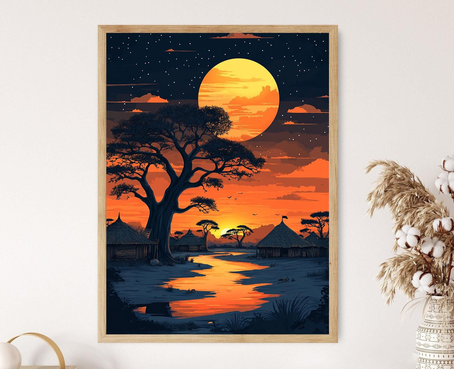 Affiche Paysage Soudanais – Illustration Vectorielle avec Baobab