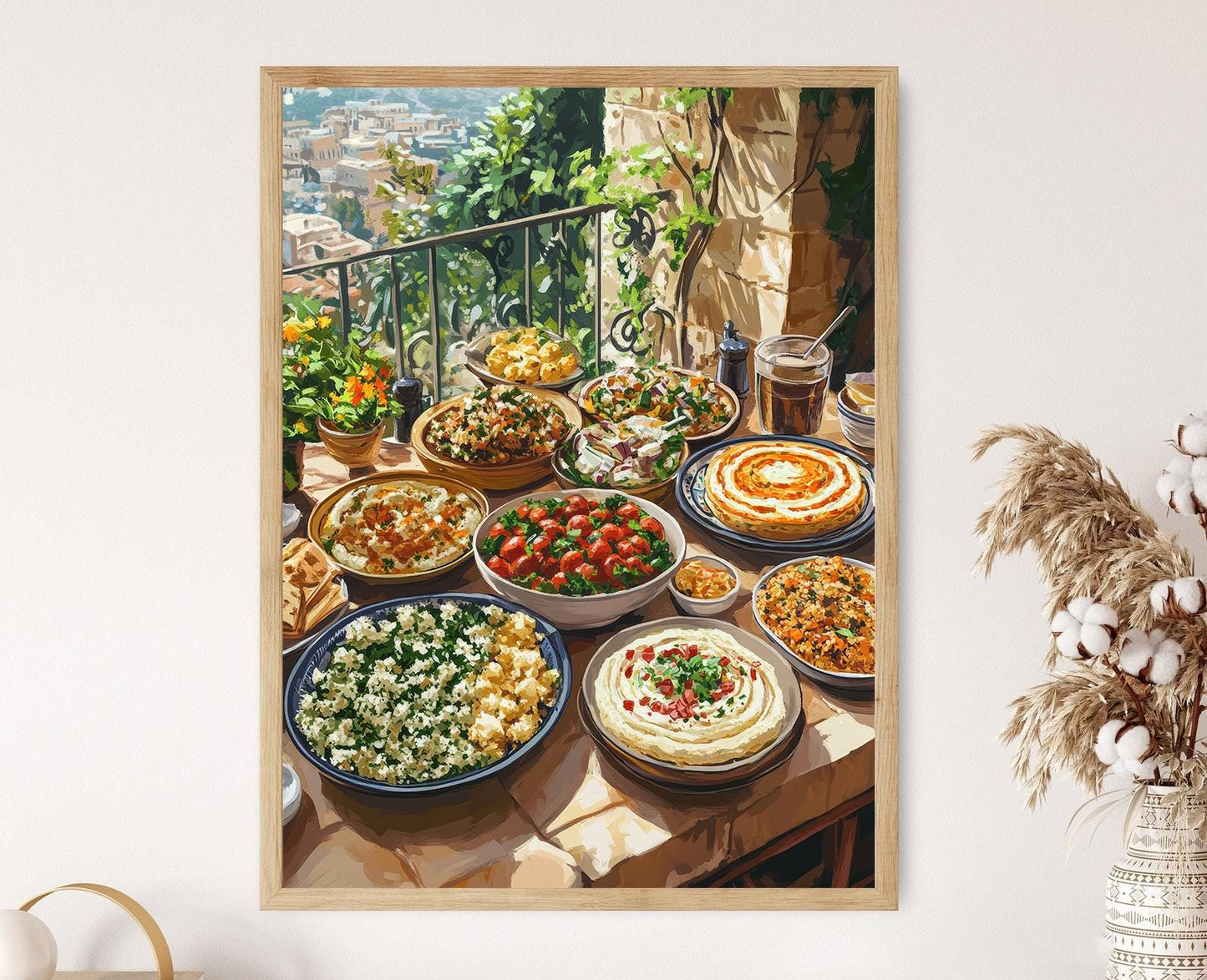 Affiche Table Meze de Beyrouth – Illustration Culinaire Méditerranéenne