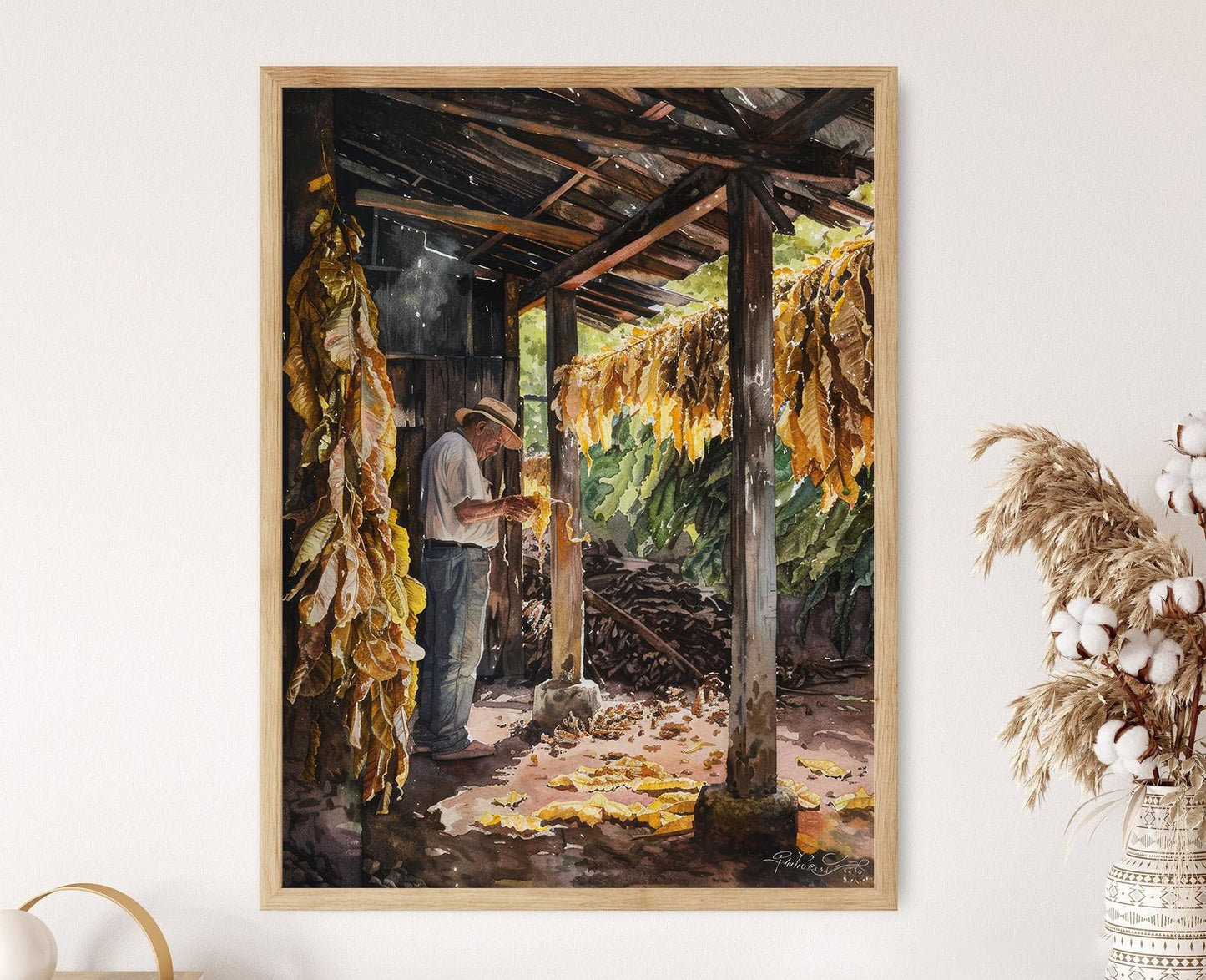 Affiche Cultivateur Cubain – Poster Art Coloré Tabac pour Salon