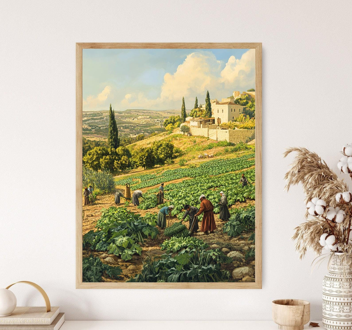 Affiche Récolte de Concombres – Illustration de la Ferme à Jenin