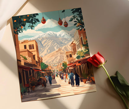 Affiche Village Kurde – Illustration du Marché Yazidi