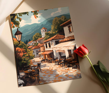 Affiche Café du Kosovo – Poster Illustration Vectorielle Culturelle