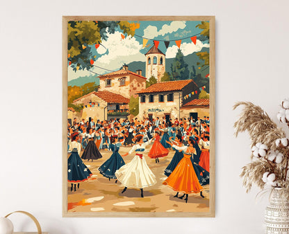 Affiche Festival du Kosovo – Poster Illustration de danse folklorique balkanique