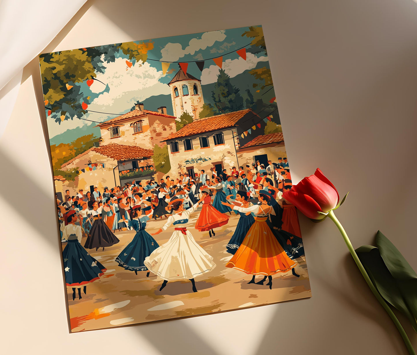 Affiche Festival du Kosovo – Poster Illustration de danse folklorique balkanique