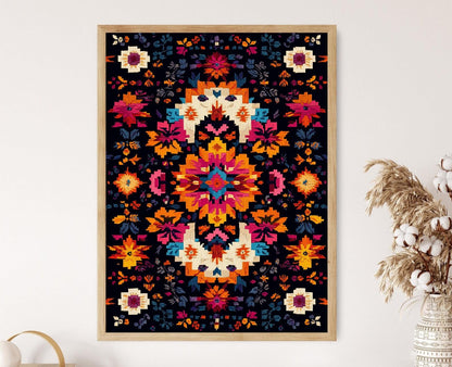 Affiche Art de Broderie du Kosovo – Poster Illustration Vecteur Traditionnelle