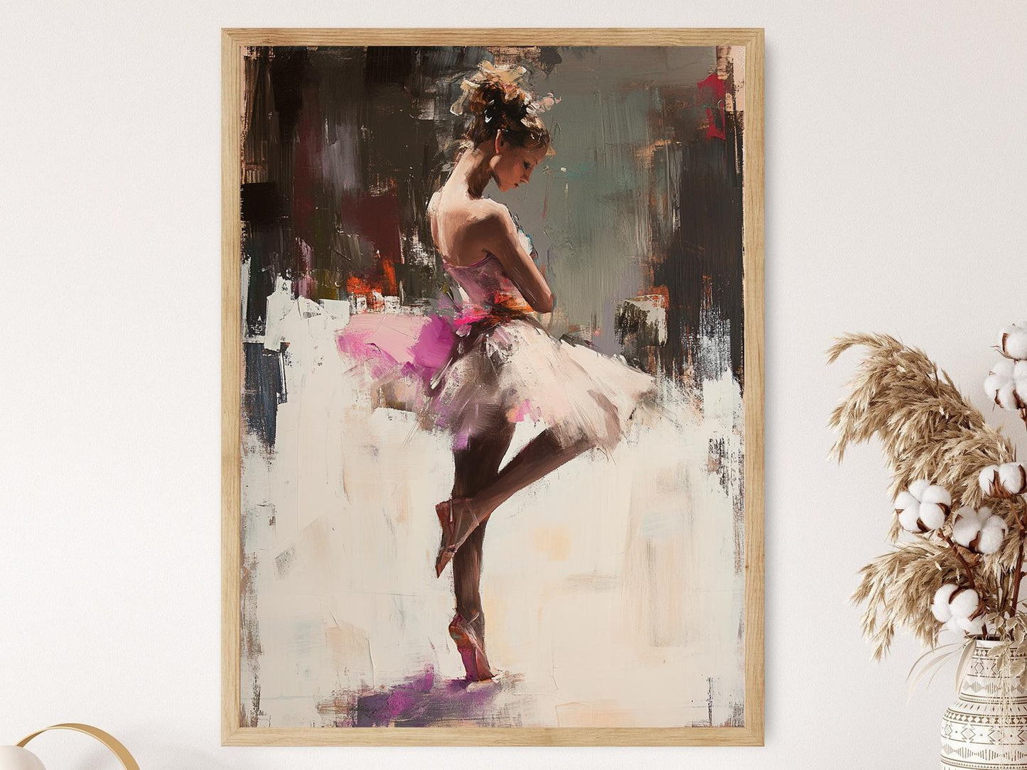 Affiche Élégance Féminine en Ballet – Poster Huile Texturée pour Studio de Danse