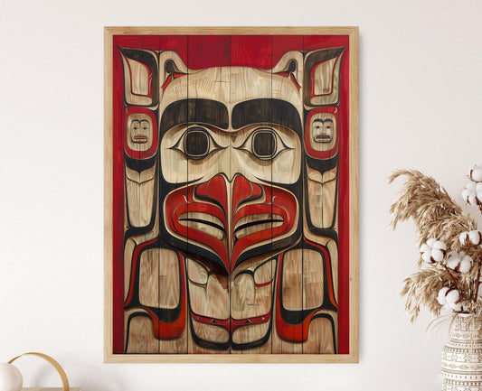 Affiche Art Haida Traditionnelle – Poster Totem Audacieux, Héritage Culturel