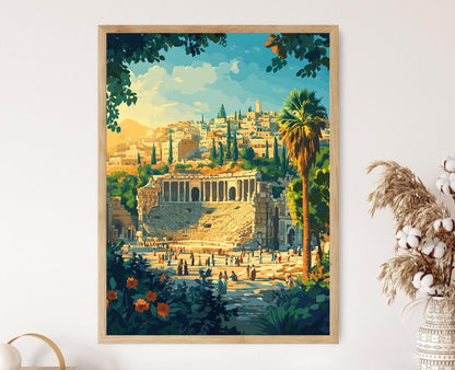 Affiche Amman – Poster Art Culturelle Jordanienne, Ville Historique