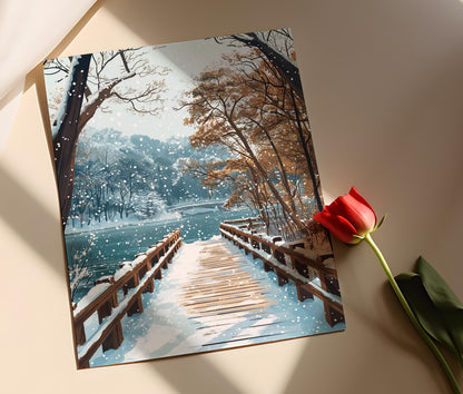 Affiche Nami Island Hiver – Illustration Vectorielle, Décor Coréen