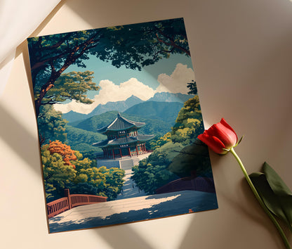 Affiche Gyeongju – Impression Art Déco, Illustration Vectorielle Historique