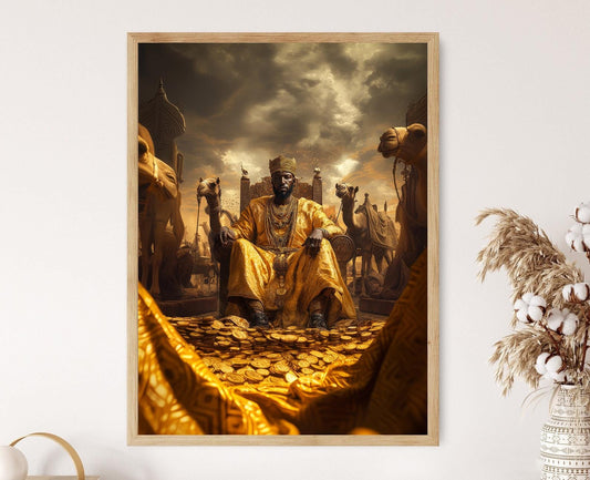Affiche Mansa Musa – Art Print de la richesse dorée, décor du Mali