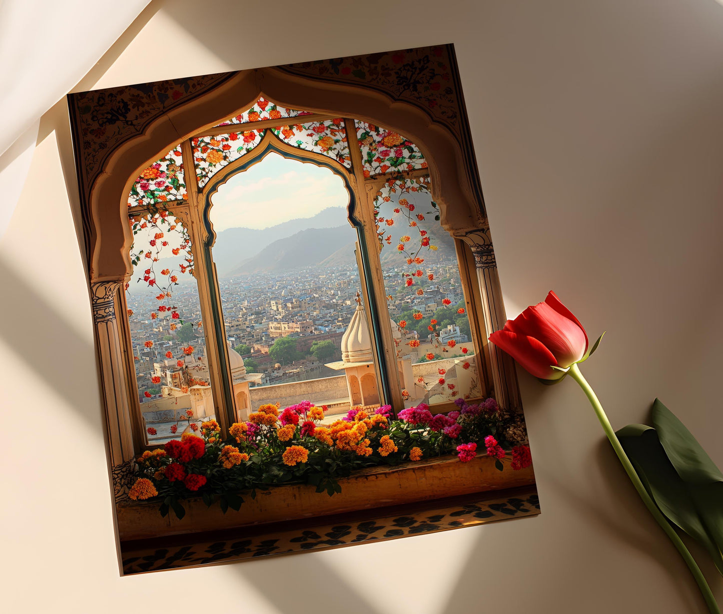 Affiche Jaipur – Poster Architecture de Rajasthan, Paysage Urbain Indien