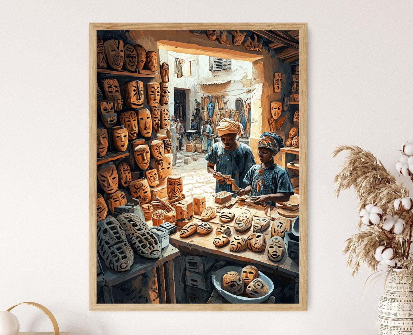 Affiche Masque en Bois – Poster Artisanat du Burkina Faso