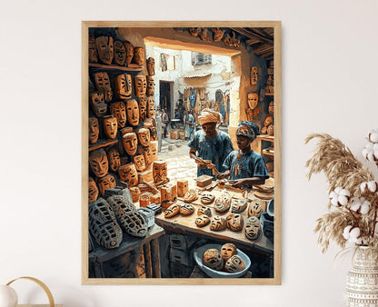 Affiche Masque en Bois – Poster Artisanat du Burkina Faso