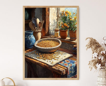 Affiche Métate – Poster Pierre à Moudre du Maïs Mexicain, Décor Restaurant