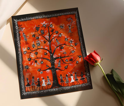Affiche Art Warli – Imprimé Tribal Indien Traditionnel