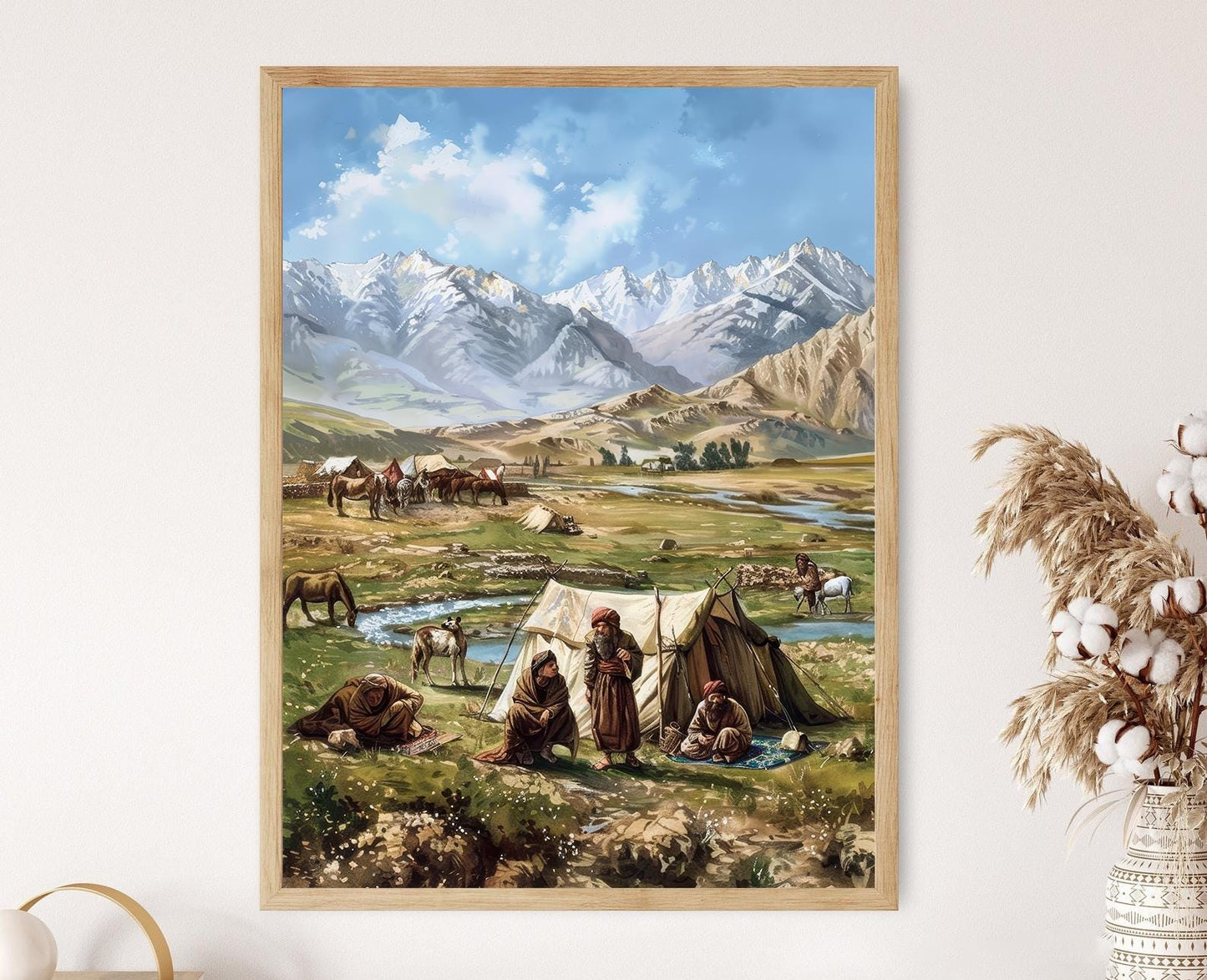 Affiche Nomades Kurdes – Illustration Colorée de Scène Populaire