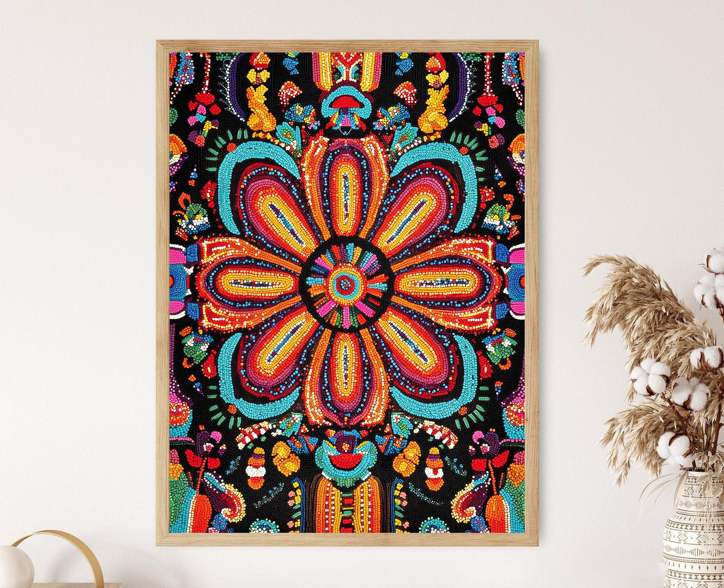 Affiche Art Perles Choctaw – Impression Colorée Design Amérindien