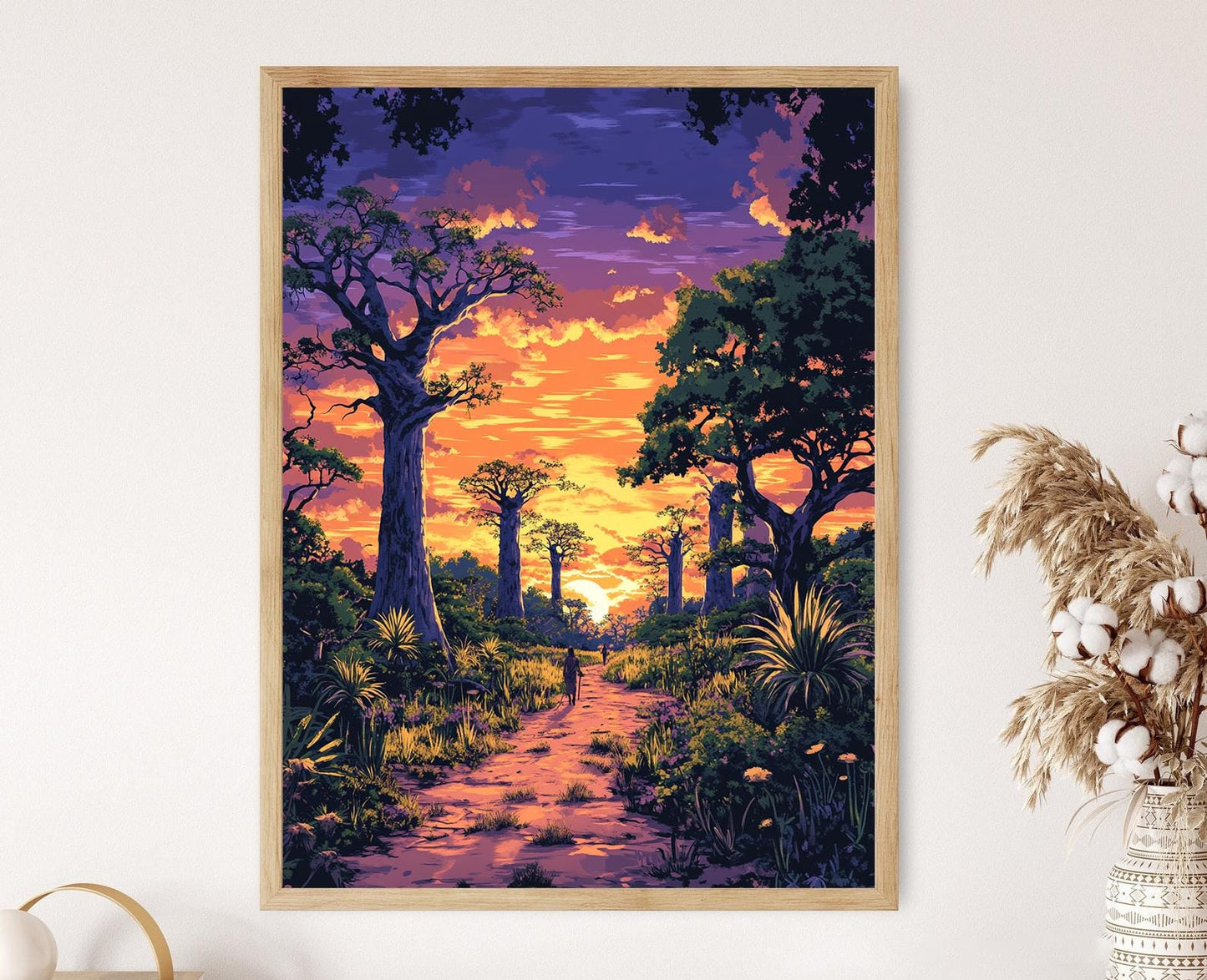 Affiche Forêt Épineuse de Madagascar – Art Paysager au Coucher de Soleil