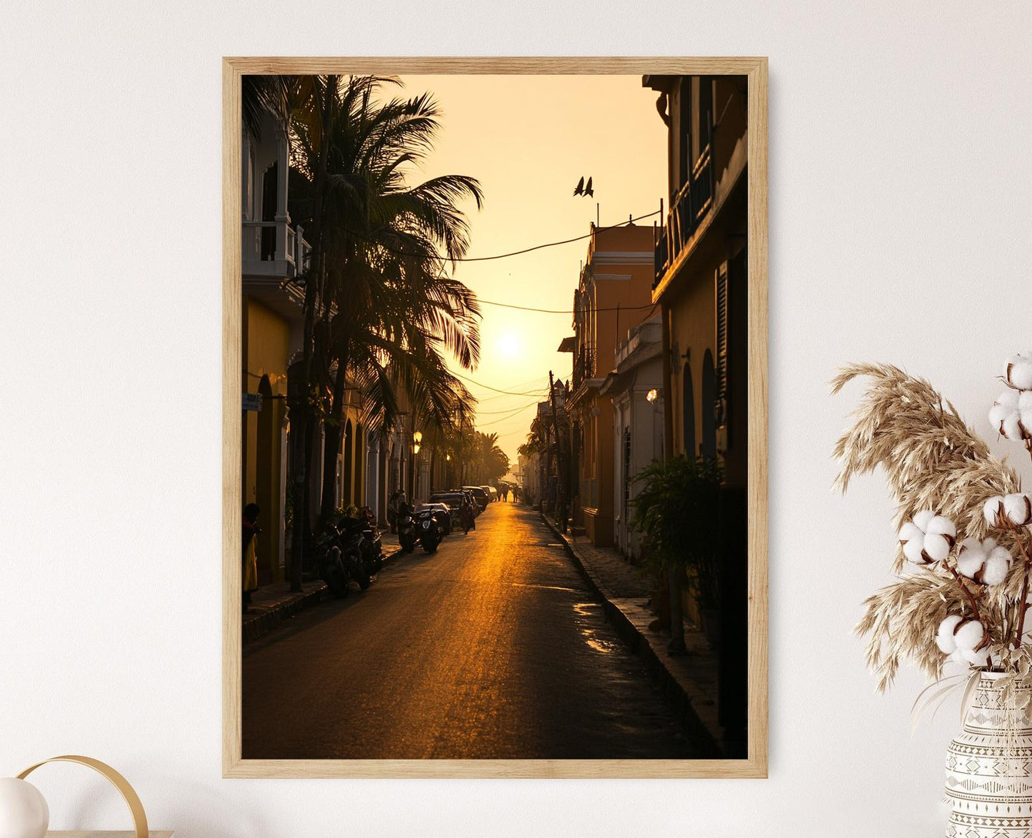 Affiche Pondichéry – Poster Silhouette du coucher de soleil dans le Quartier Français