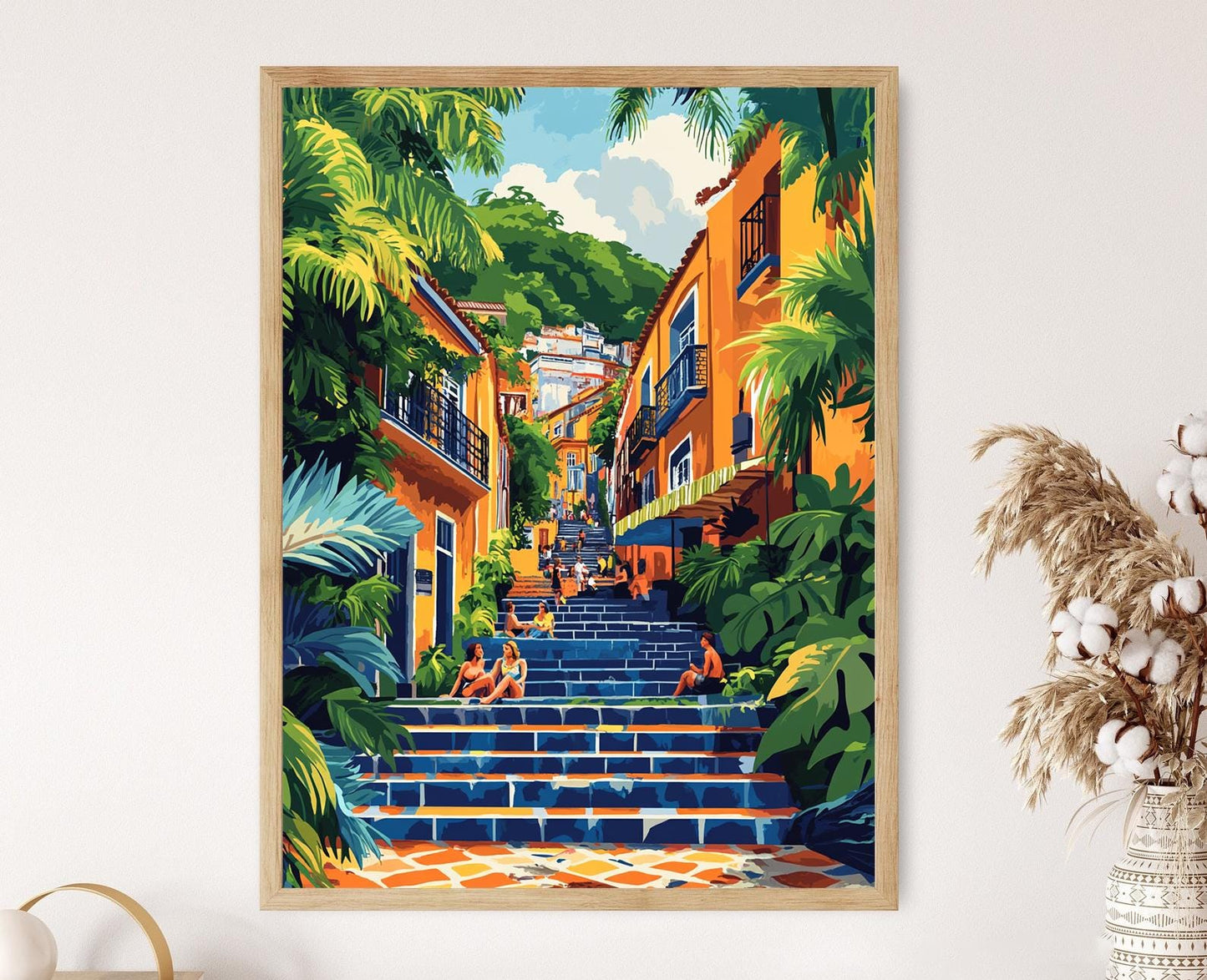 Affiche Escadaria Selarón – Poster Art de Rio avec Carreaux Vifs