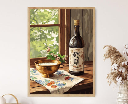 Affiche Makgeolli Coréen – Illustration Vectorielle de Boisson Traditionnelle