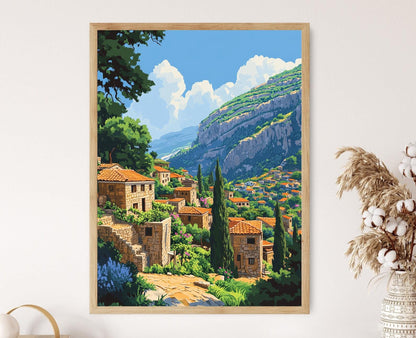 Affiche Village Libanais dans les Montagnes Chouf – Poster Traditionnel