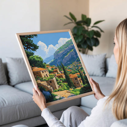 Affiche Village Libanais dans les Monts Chouf – Poster Héritage Traditionnel