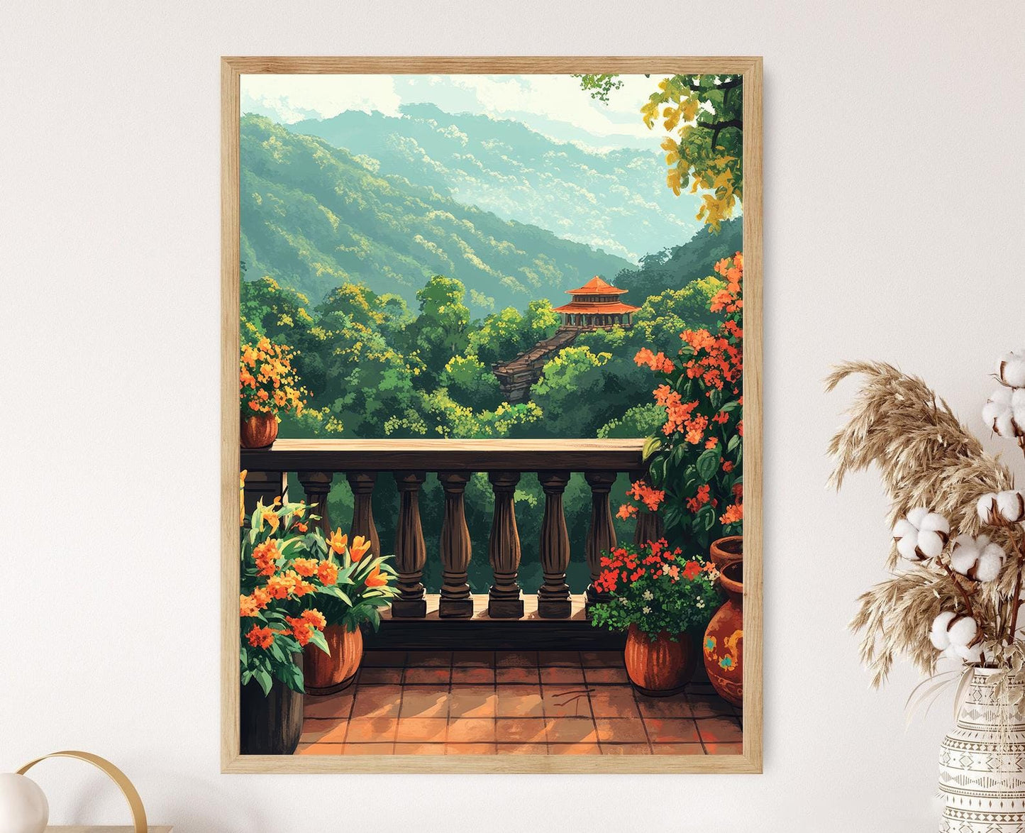 Affiche Kandy Rooftop – Poster Art Sri Lankais Traditionnel