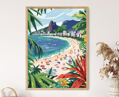 Affiche Ipanema Beach – Illustration Murale Brésilienne Éclatante