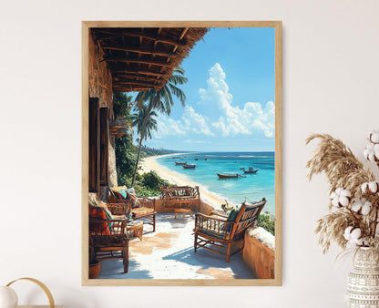 Affiche Malindi – Poster Art côtier kényan avec textiles Kikoy