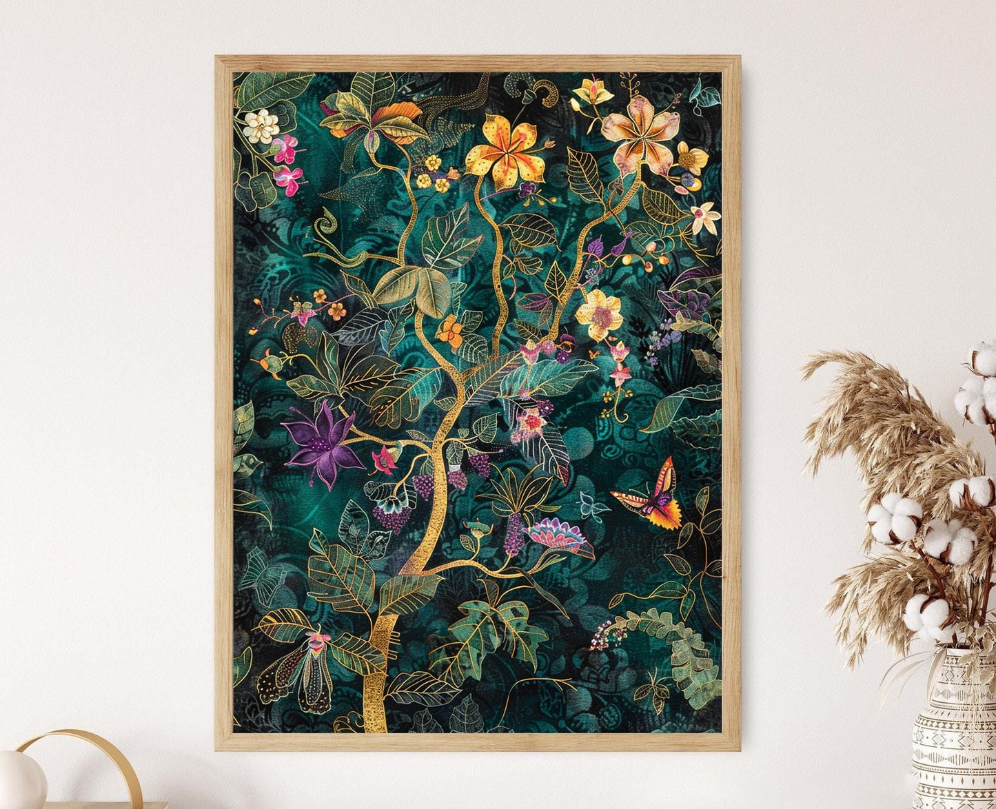 Affiche Batik Javanais – Poster Art Floral et Faune Éblouissant