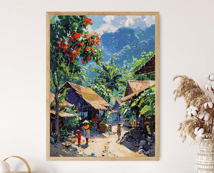 Affiche Village Philippin – Imprimé Paysage Traditionnel Mur Décoratif