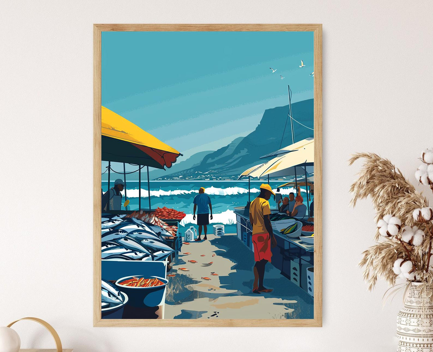 Affiche Marché de Poissons en Namibie – Poster Art Nautique