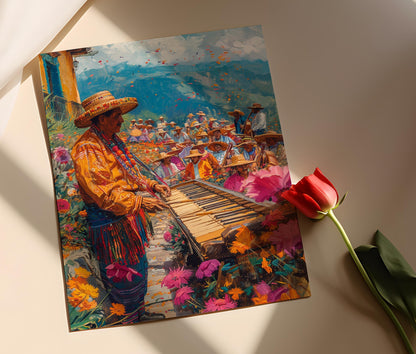Affiche Marimba Guatémaltèque – Impression Art de Scène Musicale Vibrante