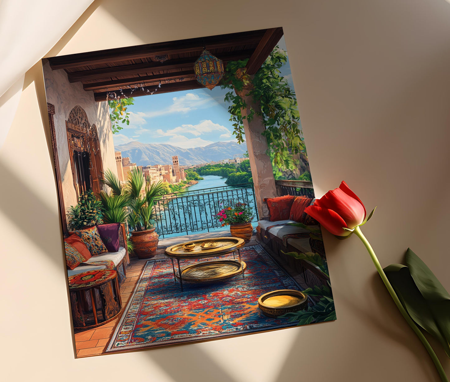 Affiche Jalalabad – Illustration vectorielle d'art de patio afghan