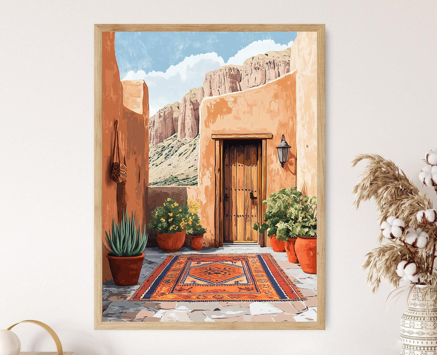 Affiche Art de Rooftop Bamiyan – Illustration Vectorielle Paysage Afghan