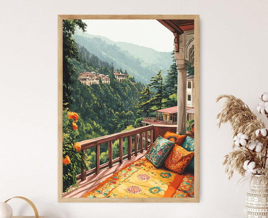 Affiche Shimla – Poster Art de Montagne avec Décor Himachali