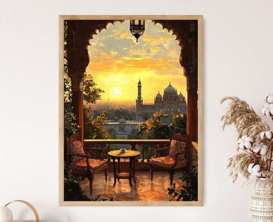 Affiche Terrasse de Lucknow – Poster Art Culturelle Indienne, Vue du Bara Imambara